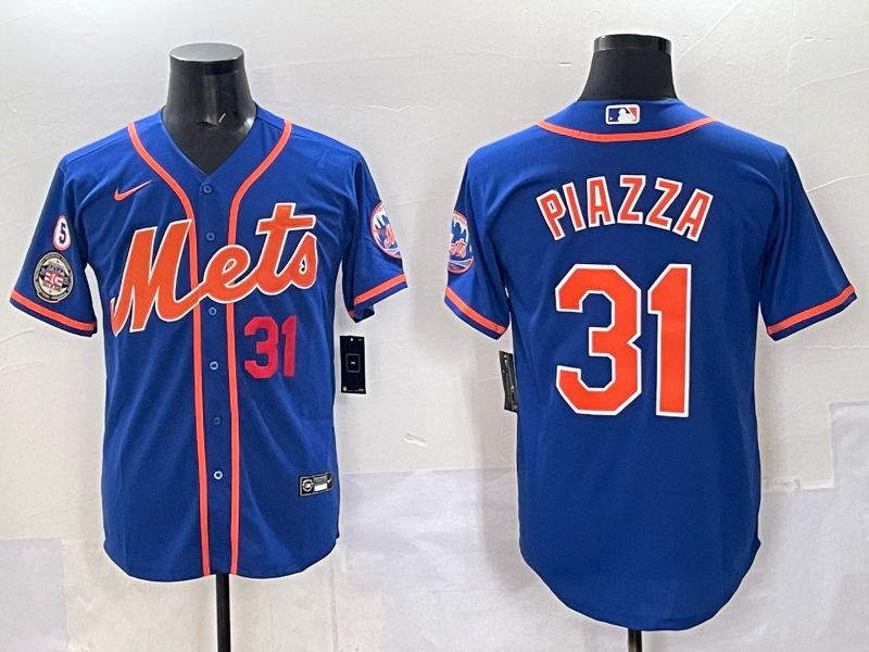 Men 2025 New York Mets #31 Piazza Blue Game Nike MLB Jersey style 013